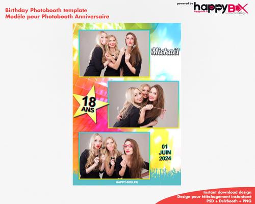 Birthday photobooth  party, night, coloured, 18 years, 4x6 (10x15cm), 3 photos