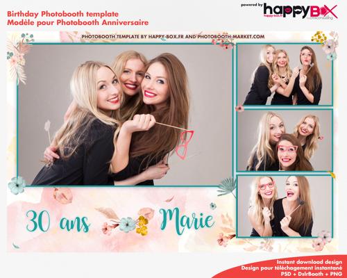 Birthday photobooth  bohemian, flowers, colored, leaves, 4x6 (10x15cm), 4 photos