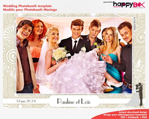 Photobooth Mariage thème paisley, ornements et fleurs, 4x6 (10x15cm), 1 photo