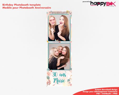 Birthday photobooth  bohemian, flowers, colored, leaves, 2x6 (5x15cm), 2 photos