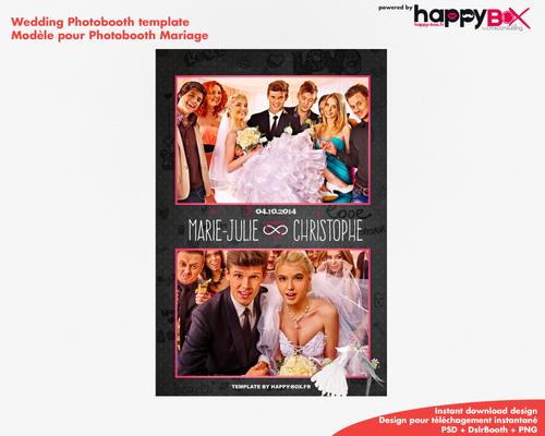Wedding photobooth  modern, romantic, pink and black, 4x6 (10x15cm), 2 photos