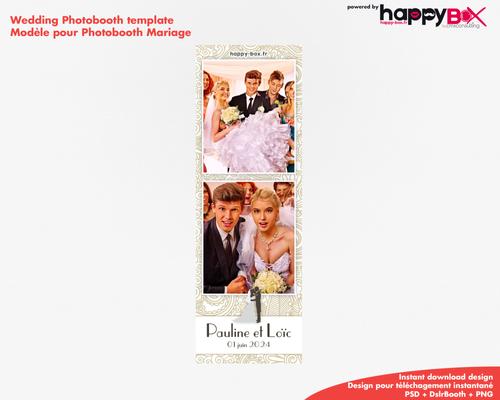 Photobooth Mariage thème paisley, ornements et fleurs, 2x6 (5x15cm), 2 photos