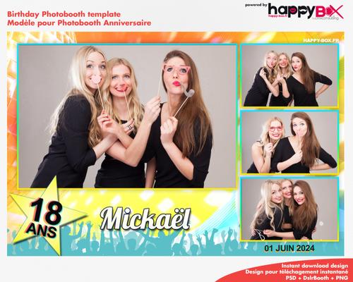 Birthday photobooth  party, night, coloured, 18 years, 4x6 (10x15cm), 4 photos