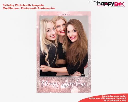 Birthday photobooth  pink, glitter, 30 yo, girly, 4x6 (10x15cm), 1 photo
