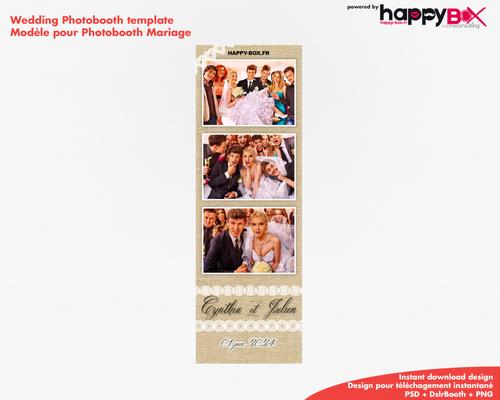 Wedding photobooth  modern, romantic, fabric & lace, 2x6 (5x15cm), 3 photos