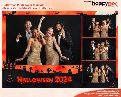 Halloween photobooth  orange, pumpkin, graves, cross, 4x6 (10x15cm), 4 photos