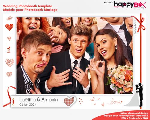 Photobooth Mariage moderne, thème rouge blanc, 4x6 (10x15cm), 1 photo