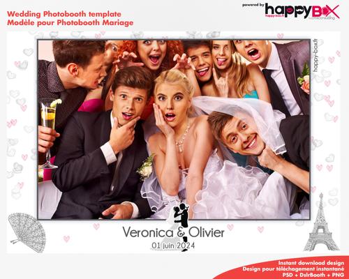 Wedding photobooth  romantic, bride and groom, French theme, 4x6 (10x15cm), 1 photo
