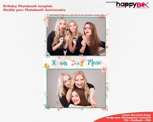 Birthday photobooth  bohemian, flowers, colored, leaves, 4x6 (10x15cm), 2 photos