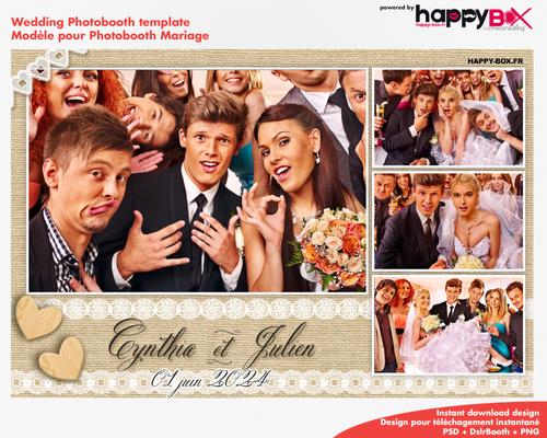 Wedding photobooth  modern, romantic, fabric & lace, 4x6 (10x15cm), 4 photos