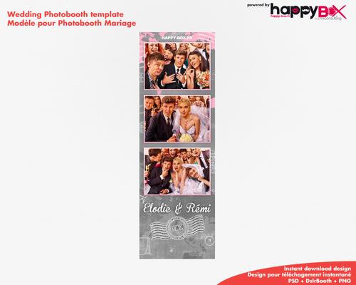 Wedding photobooth  romantic, pink, trip theme, 2x6 (5x15cm), 3 photos