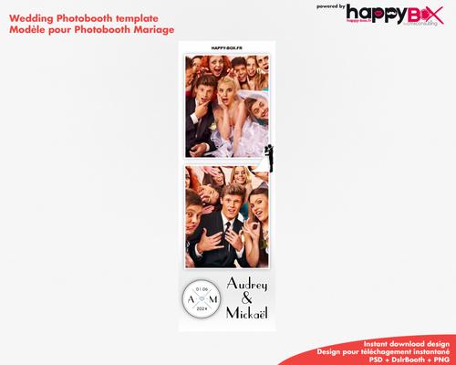 Photobooth Mariage romantique, modern, simple avec couple, 2x6 (5x15cm), 2 photos