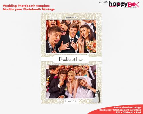 Photobooth Mariage thème paisley, ornements et fleurs, 4x6 (10x15cm), 2 photos