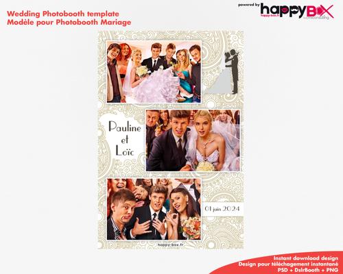 Photobooth Mariage thème paisley, ornements et fleurs, 4x6 (10x15cm), 3 photos