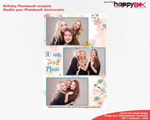 Birthday photobooth  bohemian, flowers, colored, leaves, 4x6 (10x15cm), 3 photos