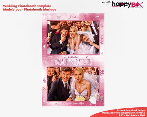 Wedding photobooth  modern, romantic, pink, 4x6 (10x15cm), 2 photos
