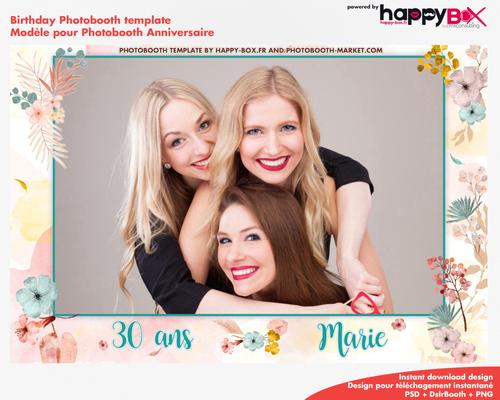 Birthday photobooth  bohemian, flowers, colored, leaves, 4x6 (10x15cm), 1 photo