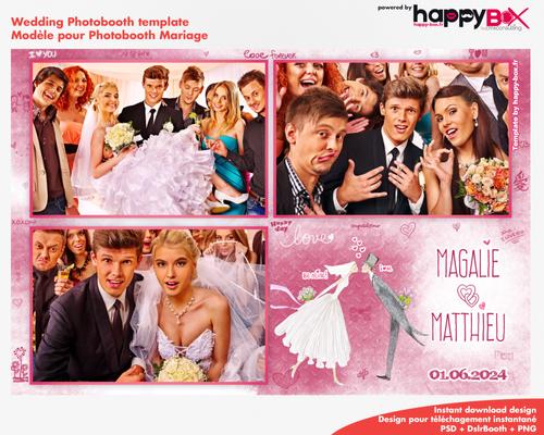 Wedding photobooth  modern, romantic, pink, 4x6 (10x15cm), 3 photos