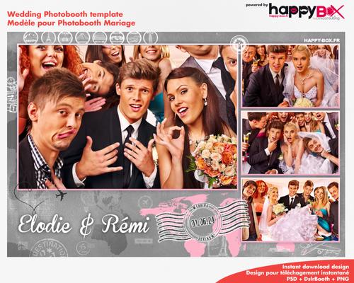 Wedding photobooth  romantic, pink, trip theme, 4x6 (10x15cm), 4 photos