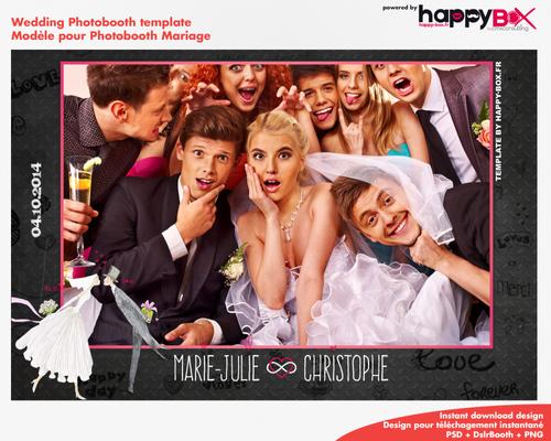 Wedding photobooth  modern, romantic, pink and black, 4x6 (10x15cm), 1 photo