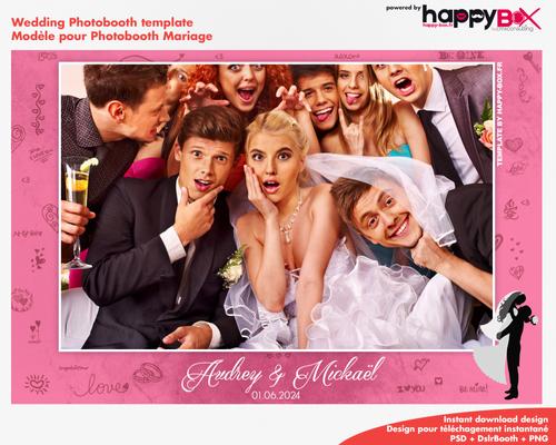 Photobooth Mariage romantique, moderne, rose, pastel, 4x6 (10x15cm), 1 photo