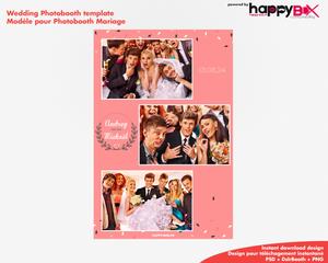 Wedding photobooth  romantic, modern, pink, leaves & flowers, 4x6 (10x15cm), 3 photos