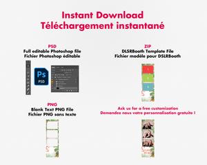 Photobooth Anniversaire 20 ans, fete, flamand rose et ananas, 2x6 (5x15cm), 3 photos