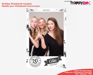 Birthday photobooth  black and white, girly, flowers, 4x6 (10x15cm), 1 photo