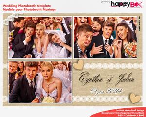 Photobooth Mariage romantique, vintage, tissu & dentelle, 4x6 (10x15cm), 3 photos