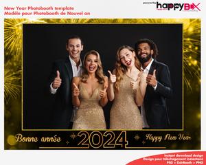New year's eve photobooth  2024  2024, black & gold, fireworks, 4x6 (10x15cm), 1 photo