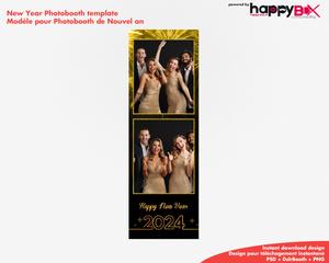 New year's eve photobooth  2024  2024, black & gold, fireworks, 2x6 (5x15cm), 2 photos