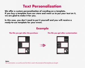 Wedding photobooth  modern, romantic, pink and black, 4x6 (10x15cm), 3 photos