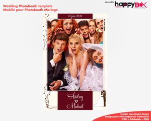 Photobooth Mariage moderne, theme fleurs, marron bordeaux, 4x6 (10x15cm), 1 photo