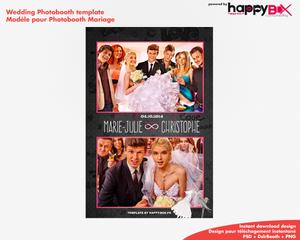 Wedding photobooth  modern, romantic, pink and black, 4x6 (10x15cm), 2 photos