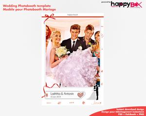Photobooth Mariage moderne, thème rouge blanc, 4x6 (10x15cm), 1 photo