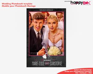 Wedding photobooth  modern, romantic, pink and black, 4x6 (10x15cm), 1 photo