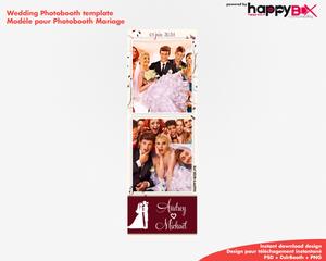 Photobooth Mariage moderne, theme fleurs, marron bordeaux, 2x6 (5x15cm), 2 photos