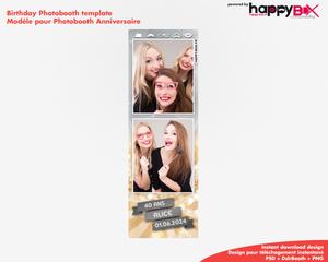 Birthday photobooth  glitter, gold, silver, 40 years, 2x6 (5x15cm), 2 photos