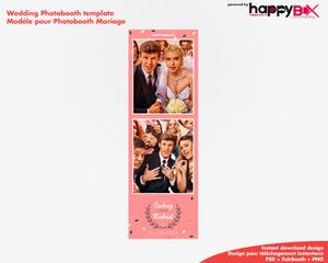 Wedding photobooth  romantic, modern, pink, leaves & flowers, 2x6 (5x15cm), 2 photos