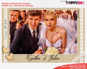 Photobooth Mariage romantique, vintage, tissu & dentelle, 4x6 (10x15cm), 1 photo