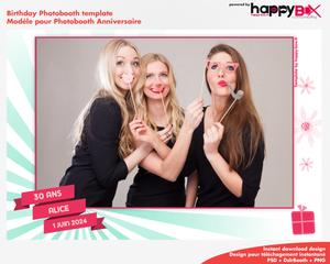 Birthday photobooth  30 years old, modern, party, green, pink, 4x6 (10x15cm), 1 photo