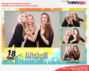 Birthday photobooth  party, night, coloured, 18 years, 4x6 (10x15cm), 4 photos