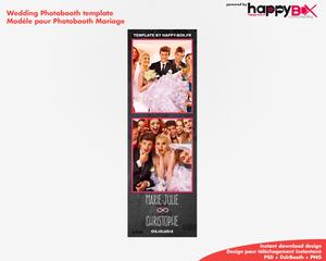 Wedding photobooth  modern, romantic, pink and black, 2x6 (5x15cm), 2 photos