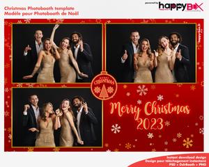 Photobooth Noël rouge, doré, flocons, 4x6 (10x15cm), 3 photos