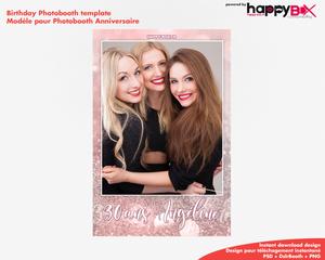 Birthday photobooth  pink, glitter, 30 yo, girly, 4x6 (10x15cm), 1 photo