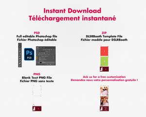 Photobooth Mariage moderne, theme fleurs, marron bordeaux, 2x6 (5x15cm), 2 photos