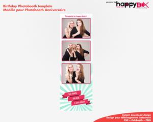 Birthday photobooth  30 years old, modern, party, green, pink, 2x6 (5x15cm), 3 photos