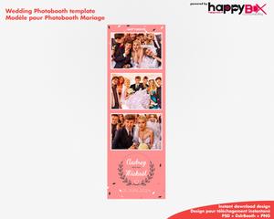 Wedding photobooth  romantic, modern, pink, leaves & flowers, 2x6 (5x15cm), 3 photos