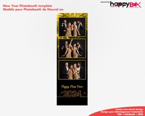 New year's eve photobooth  2024  2024, black & gold, fireworks, 2x6 (5x15cm), 3 photos