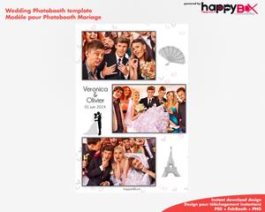 Wedding photobooth  romantic, bride and groom, French theme, 4x6 (10x15cm), 3 photos